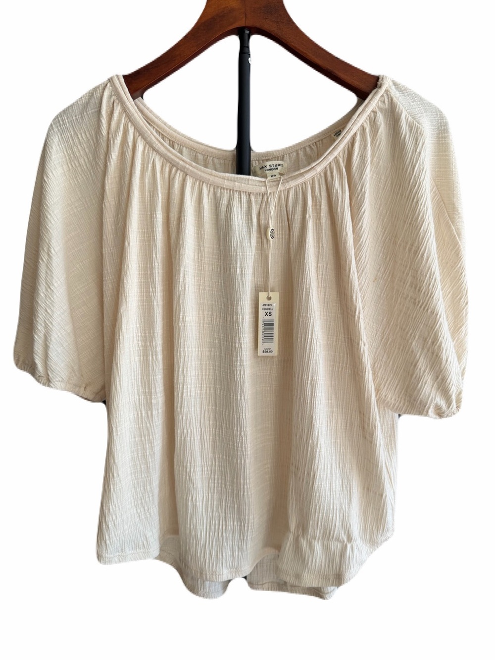 Max Studio Cream Peasant Top